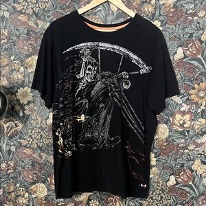 Y2K Harley-Davidson HD Ink Grim Reaper Graphic Biker Tee Black Size Large